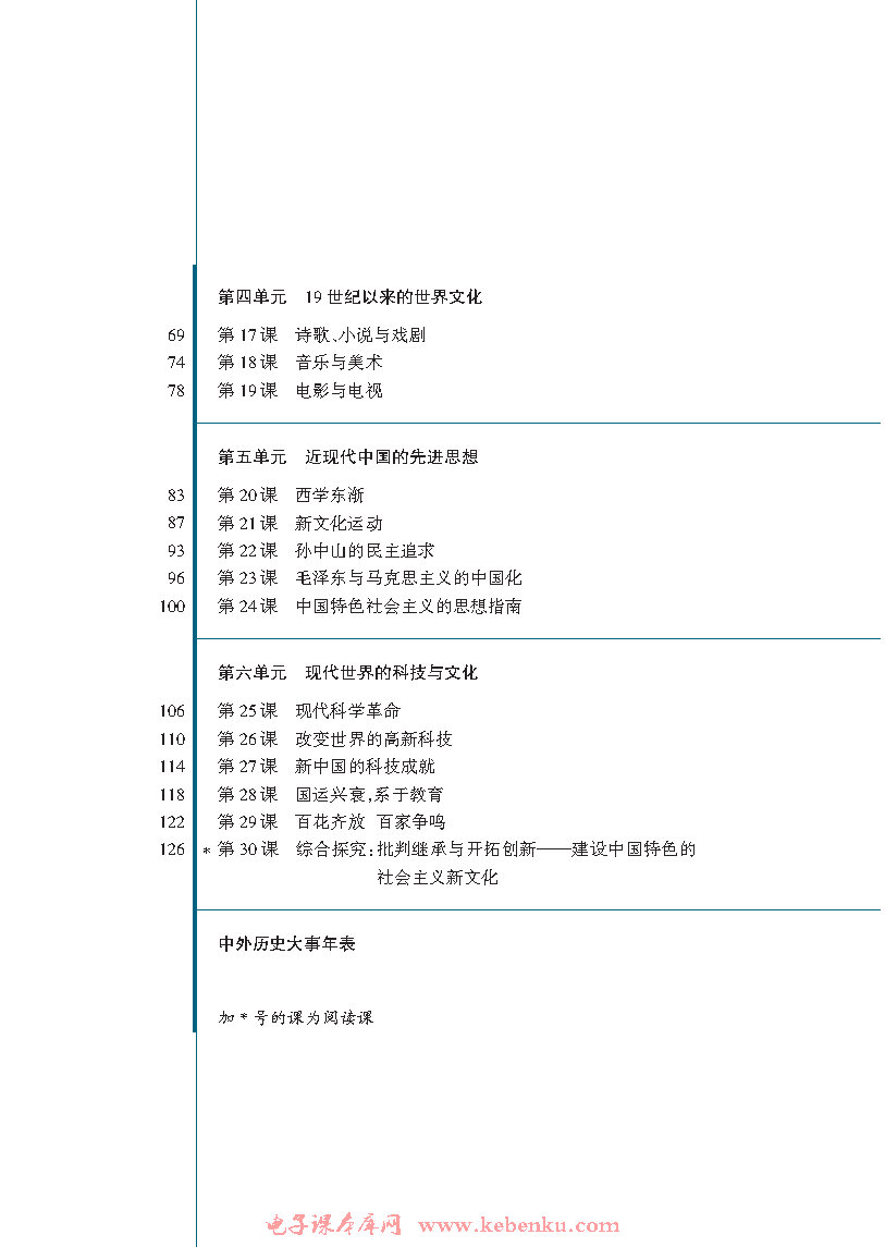 目录(2)课文_岳麓版高二历史必修三课本书_好学电子课本网